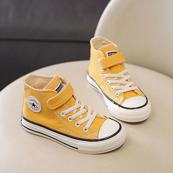 Chaussures Toile Respirantes Enfant Avec Scratch – Baskets Légères Et Confortables Pour Maternelle, Pré-Marche, Fille Multicolore (22-41)