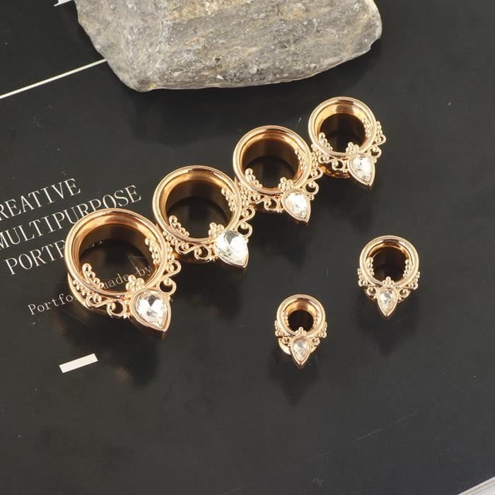 Beydodo Écarteurs D'Oreilles Fleur Creuse - Acier Chirurgical Hypoallergénique, Plusieurs Tailles De 14G à 1 3/16 Inch