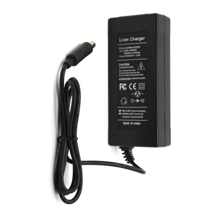 Chargeur 42V 2A Pour Trottinette Xiaomi M365/Pro/Mi 3/1s - Prise UE - LED Indicateur