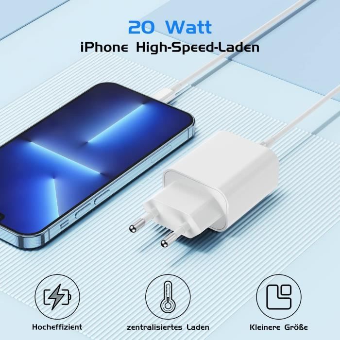 Chargeur Rapide 20W + Cable USB-C Lightning pour iPhone 11-11 Pro-11 Pro  Max-14-14 Pro-14 Plus-14 Pro Max - Yuan Yuan - Cdiscount Téléphonie