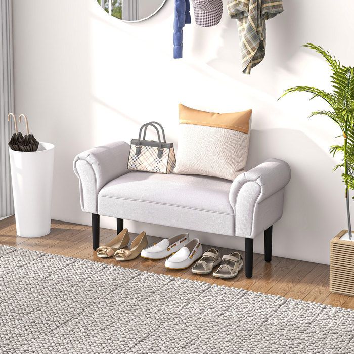Banc De Lit Rembourré HOMCOM 102x36x51 Cm - Tissu Voile Bleu - Charge Max 130 Kg - Pour Chambre, Entrée - 8