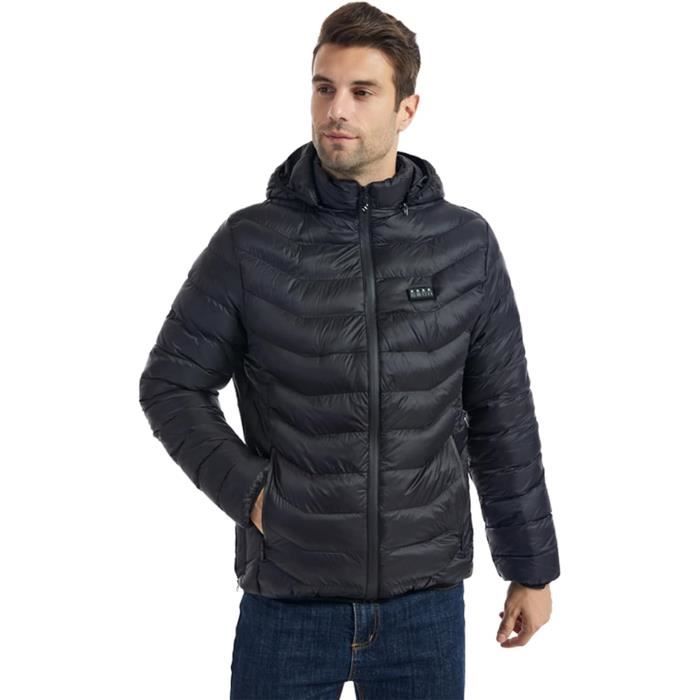 BLOUSON - PERFECTO - BOMBER Veste Chauffante Homme Femme Doudoune  Chauffante avec 23 Coussins Chauffants en Fibre de Carbone Noir