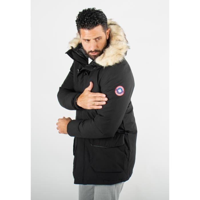 Doudoune Mario Noir Homme Paragoose longue Chaude Polyester Fermeture  zippée Veste parka hiver polaire marque