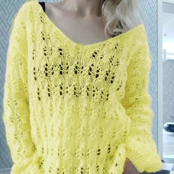 Hotouch Pull Femme Hiver Automne Col En V Manches Longues