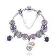 Bracelet Charms Femme - AOMOUR - Trèfle CZ - Plaqué Argent - Gris et violet-3