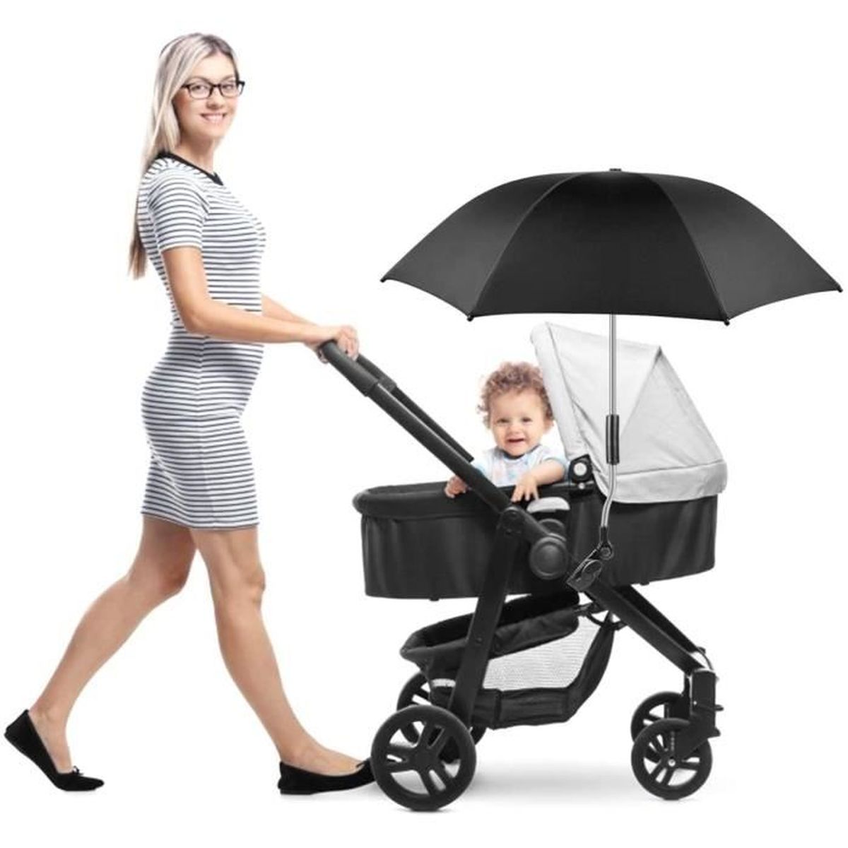 Flexible Et Orientable Ombrelle Universelle Pour Poussette Et Landau Protection Anti-UV 50+ Ombrelle Pour Poussette Avec Une Poignée Parapluie 