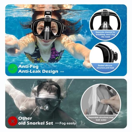 Masque et Tuba de Plongée Demi-masque pour Sports Sous-marins 