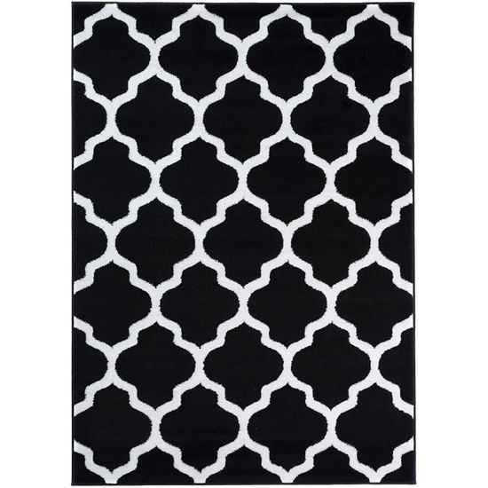 Collection Luxury Tapis de Salon Chambre Moderne Couleur Noir Blanc Motif  Géométrique Facile d'entretien Haute Qualité 100 x 200 cm - Cdiscount Maison