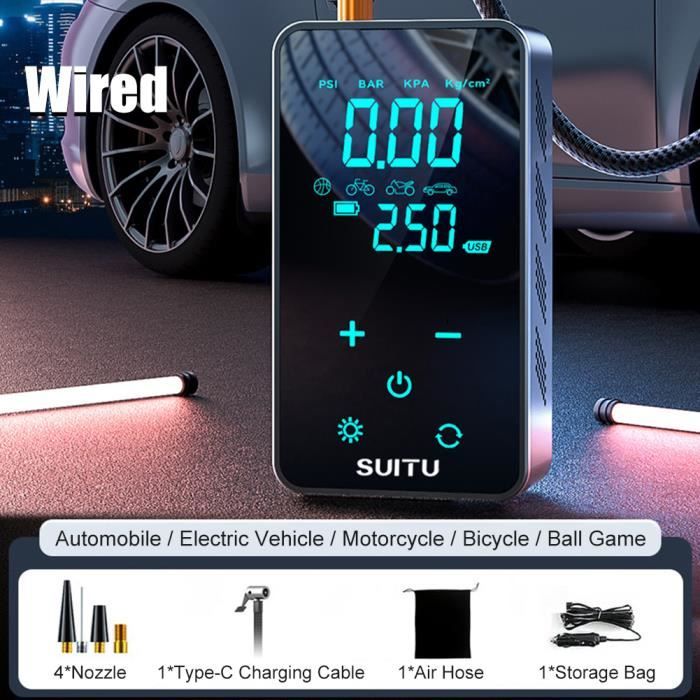MAGICFOX Compresseur d'Air Portable Gonfleur pneus Voiture Rechargeable Sans  Fil multifonctionnel avec Ecran LCD / Éclairage LED - Cdiscount Auto