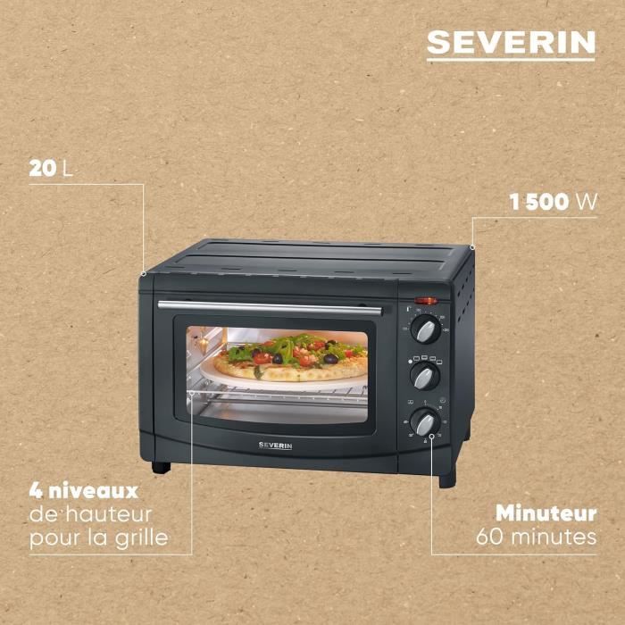 Mini-Four À Chaleur Tournante 20 L Avec Pierre À Pizza Et Tournebroche