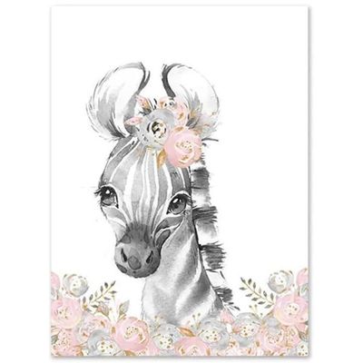 Lot 4 Affiches Noir Et Blanc Animaux Bébé – Lion, Zèbre, Éléphant, Girafe – Format A4 Sans Cadre