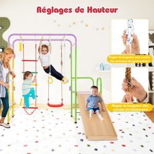 Balançoire à câble à disque d'enfants et 4 marches multicolore vidaXL