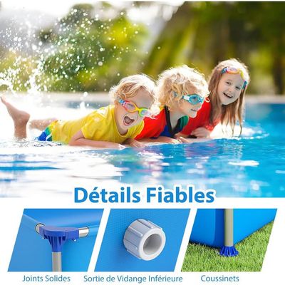 Piscine Hors Sol Rectangulaire 2,28x1,59x0,42 M - Capacité 1287 L, Cadre Métal, PVC Triple Couche, Pour Enfants 3 Ans+ - 3
