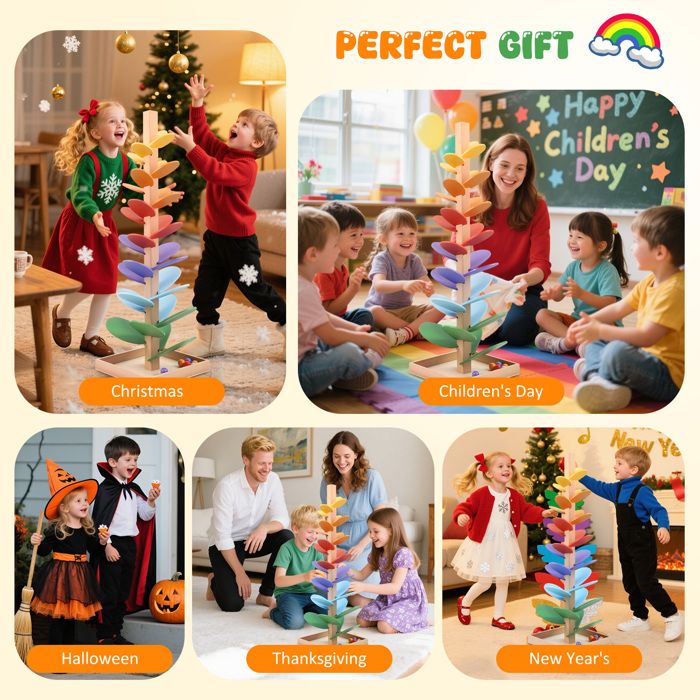 Arbre à Balles en Bois Coloré avec Son Montessoris, Jouet Musical Boule pour Tout-Petits et Enfants d'Âge Préscolaire, Arc-en-Ciel Multifonction A Arbre à Balles en Bois Coloré avec Son Montessoris, Jouet Musical Boule pour Tout-Petits et Enfants d'Âge Préscolaire, Arc-en-Ciel Multifonction A