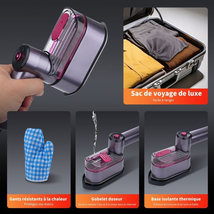Fer à Vapeur Voyage PLV-900 Grunkel – 900W, Pliant, Vapeur + Sec, Anti-Goutte, Idéal Vacances & Déplacements