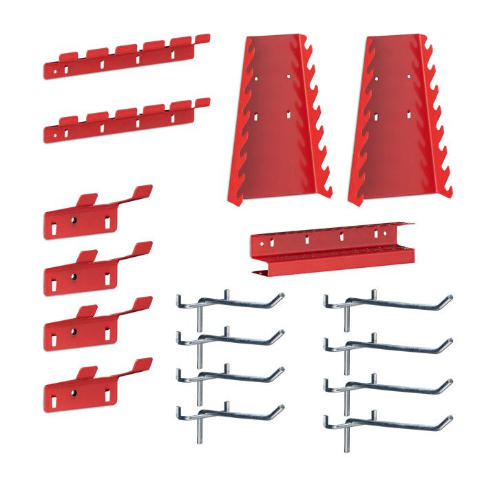 Porte-Outils 4 Pièces Relaxdays - Barre à Outils Murale Avec Doubles Pinces Pour Garage Et Atelier