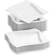 18pcs Assiettes Plates 25.5cm Porcelaine Vaisselles Assiette Carrée Plat Service de Table Malacasa Série AMPARO-0