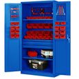 Armoire à Outils TC02AM Armoire Meuble d'atelier avec tiroirs Portes battantes 3 étagères 185 x 92 x 50 cm (Bleu)-0