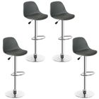 Tabourets de Bar Lot de 4 (GRIS) - ERROLVES - Réglable en hauteur - Rotation à 360 degrés - Style contemporain