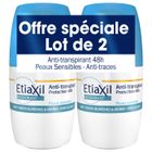 Déodorant Anti-Transpirant - Etiaxil - Roll-On - Protection 48h - Lot de 2 x 50ml - Peaux Sensibles