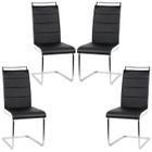 JEOBEST® Lot de 4 chaises Mia noires liseré blanc pour salle à manger