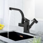 MULISOFT Robinet de cuisine en acier inoxydable noir Robinetterie cuisine multidirectionnel extractible Mitigeur évier 2 jets