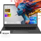 VANWIN PC portable - 16.1"FHD - 24 Go de RAM 512 Go SSD Intel Celeron N5095 (Jusqu'à 2,9 GHz) - Windows 11 PRO - WiFi5- Ordinateur