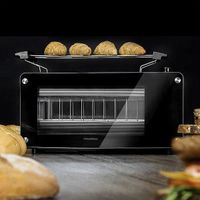 Grille pain Design électrique avec fenêtre, Fente extra large, 1260 W, Noir, Acier inoxydable
