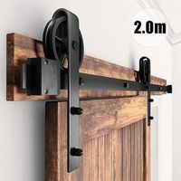LEYSHOP 2,0M Porte de Grange Grande Roue Accessoires de Rail Suspendu - Porte Coulissante Accessoires - Pas de Porte - Noir