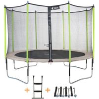 Kangui - Trampoline de jardin 365 cm + filet de sécurité + échelle + kit d'ancrage  JUMPI ZEN 360