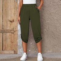 Pantalon élastique Court pour Dames à la Mode d'été Vert