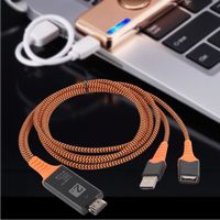 #Câble adaptateur USB femelle vers HDMI mâle HDTV Fil de Nylon de taille portable tressé Support câble de type C Lightning