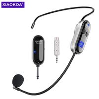 XIAOKOA-Casque de microphone sans fil,casque sans fil UHF,déterminer 2 en 1,micro avec affichage numérique LED- Argent[E907]