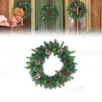 YUENFONG Couronne de Noël Artificielle, Guirlande de Noël avec Pommes de pin, Décoration de Fenêtre Porte Accessoires Noël (50cm)