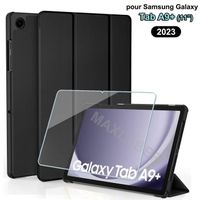 avec Film Verre Trempé, Housse Samsung Galaxy Tab A9+ (11") Coque Galaxy Tab A9 Antichocs Protection 2023 sm-X210/215/216, Noir