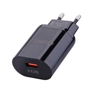 CHARGEUR TÉLÉPHONE Prise EU Noir-Chargeur rapide QC 3.0 avec câble US