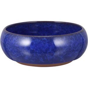 POT DE FLEUR Pot de fleurs rond en céramique pour bonsaï - Bleu Foncé [H6685]