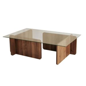TABLE BASSE Table basse - CONCEPT USINE - Nula - Plateau en verre trempé - Pieds couleur bois - Aspect bois