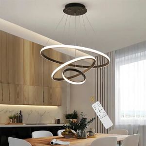 LUSTRE ET SUSPENSION Suspension à LED moderne lustres noir dimmable pour salon ou salle à manger - Ø.20+40+60 cm