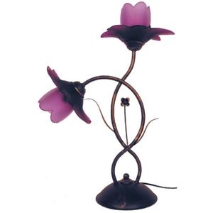 LAMPADAIRE TOSEL Lampe à poser 2 lumières - luminaire intérieur - verre Violet - Style ancien et rustique - H50cm L35cm P35cm