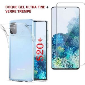 ACCESSOIRES SMARTPHONE Pour Samsung Galaxy S20+ Plus- S20+ 5G: Coque silicone gel UltraSlim - TRANSPARENT + 1 Film Verre Trempé