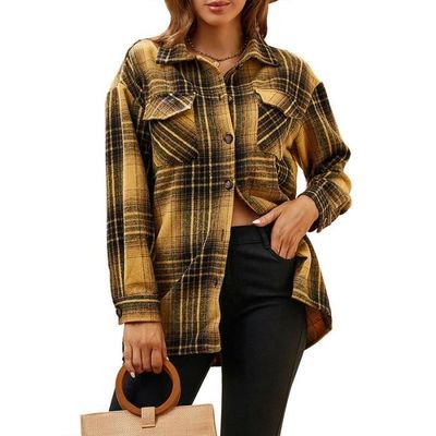 Chemise En Flanelle à Carreaux Pour Fille - Manteau Court Chaud - Automne Hiver - Taille Adolescente - 10