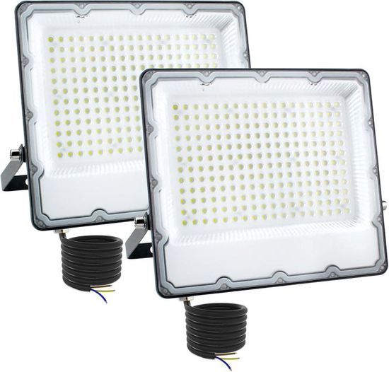 2Pcs Projecteur LED Exterieur 200W, 20000LM Spot LED Extérieur, IP67 Imperméable 7000K Blanc