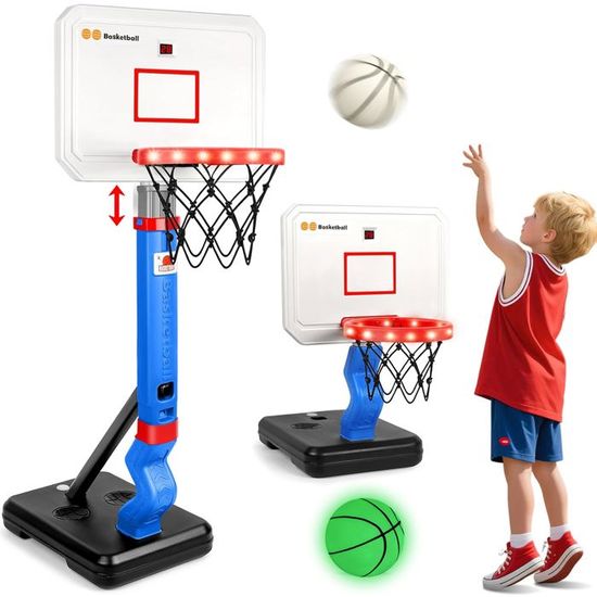 Herenear Panier De Basket Pour Enfants Avec Tableau De Bord Électronique, Hauteur Réglable De 77-140 Cm, Panier De Basket Exterieur Interieur Avec 2 Ballons 4 Cercles Herenear Panier De Basket Pour Enfants Avec Tableau De Bord Électronique, Hauteur Réglable De 77-140 Cm, Panier De Basket Exterieur Interieur Avec 2 Ballons 4 Cercles