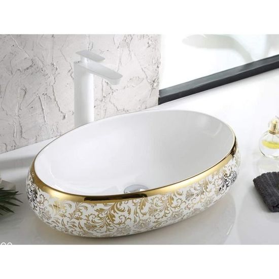  Lavabo de salle de bain désigner Vasque à Poser en Céramique / vasque à poser salle de bain toilette lave main Lavabo forme ovale