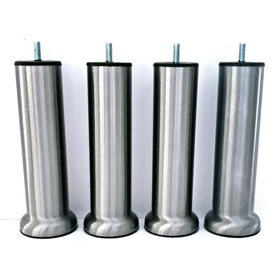 4 Pieds de Lit, Sommier Tapissier,Acier Finition Inox Brossé ,
