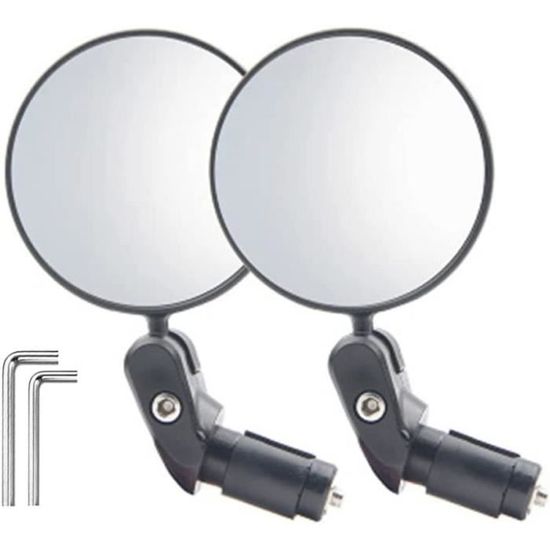 Lot De 2 Rétroviseurs De Vélo – 360°, Miroir Convexe 76 Mm – Pour Guidon Plat Ou Cintre, Universels