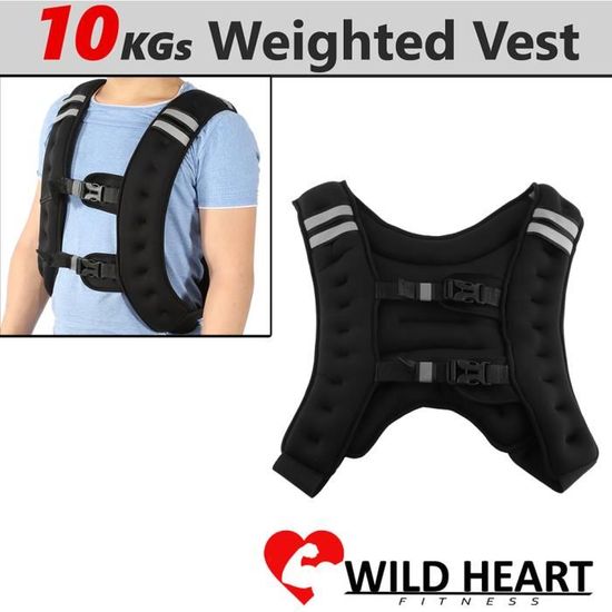 Gilet Lesté Vailge 10 Kg, Noir, Réglable, Bandes Réfléchissantes, Neuf