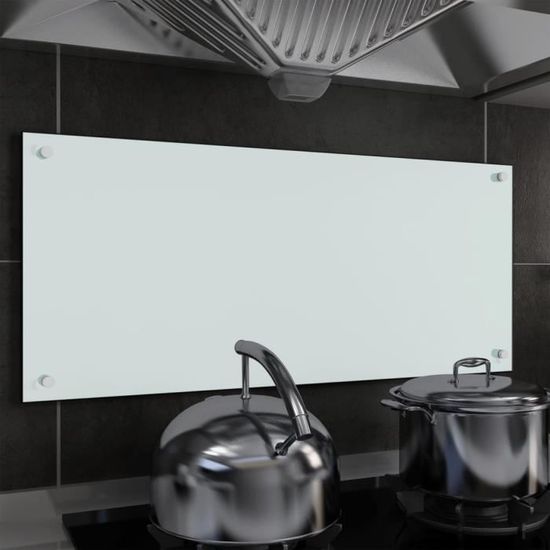 736026Haut de gamme® Dosseret de cuisine Crédence Cuisine - FOND DE HOTTE - Blanc 90 x 40 cm Verre trempé