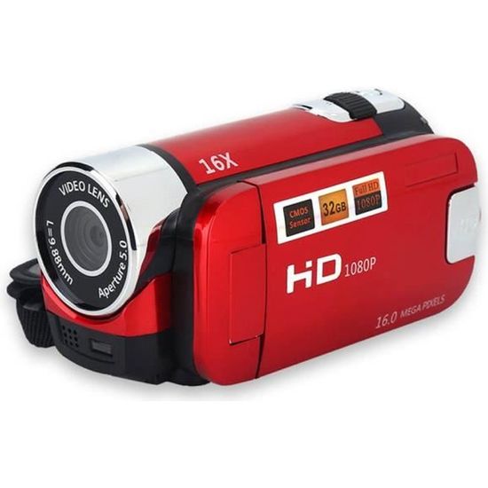 Caméscope Numérique Salutuya 1080p/4K - 48MP, Zoom 16x, Rouge, Garantie 2 Ans
